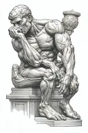 the thinker statue tattoo design idea