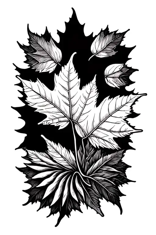 sun with maple leaf shaped like tattoo design idea