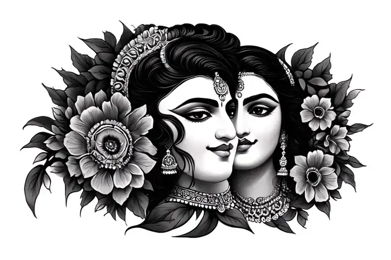 Names "Harshitha Trishika Rana Krishna Simha" tattoo design idea