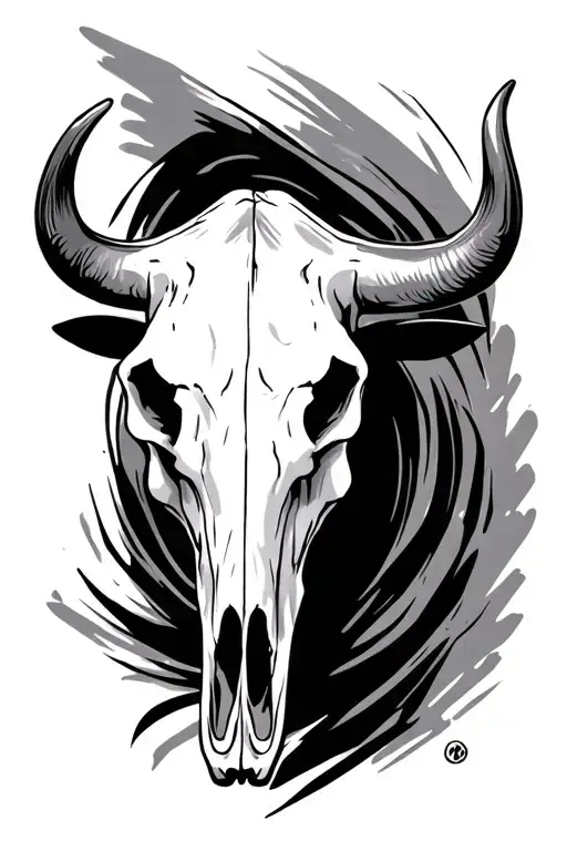 western bull skull tattoo design idea
