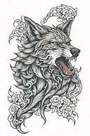 savage wolf howling tattoo design idea