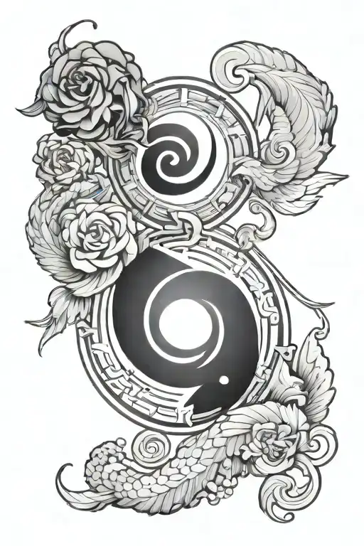 aries and pisces sign mixed tattoo design idea