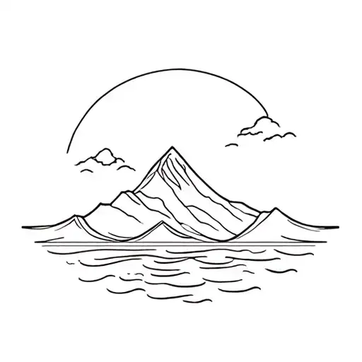 Ocean and mountain tattoo design idea