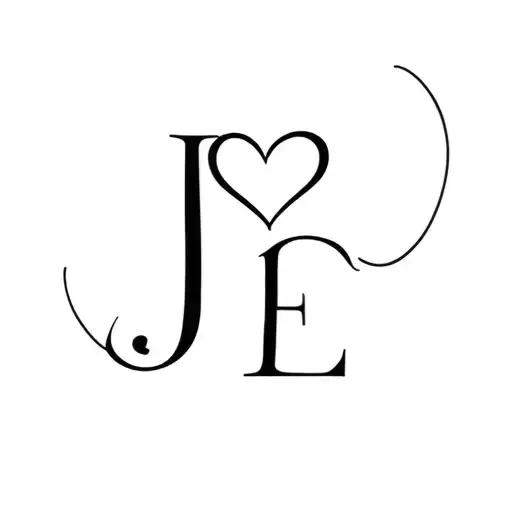 letters J "heart" E tattoo design idea