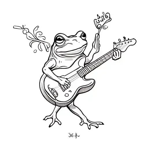 a frog playing a guitar tattoo design idea