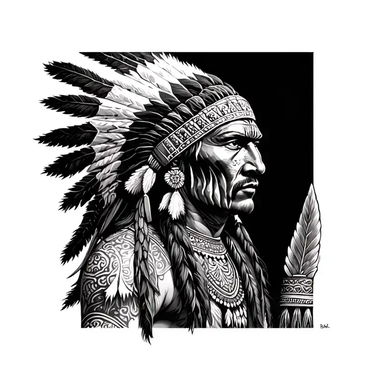 Indian warrior tattoo design idea