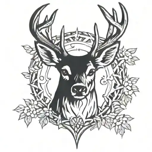 deer head tattoo design idea