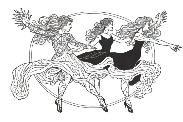 daughters aurora borealis dance tattoo design idea