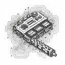 A pixelated gaming controller intertwined with a pool cue, symbolizing the client's love for gaming and pool tattoo design idea