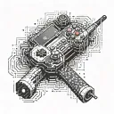 A pixelated gaming controller intertwined with a pool cue, symbolizing the client's love for gaming and pool tattoo design idea