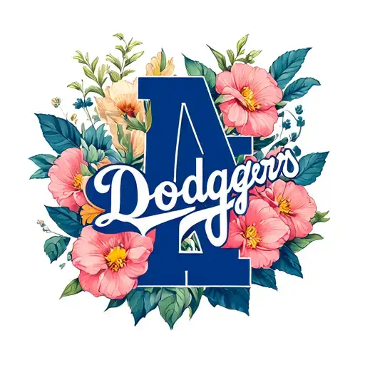 LA Dodgers with floral tattoo design idea