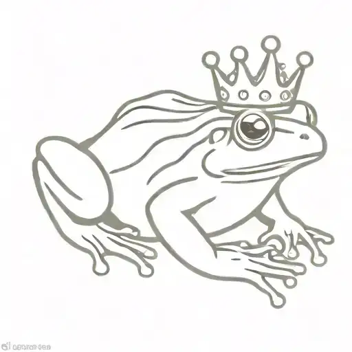 frog with crown and joint tattoo design idea