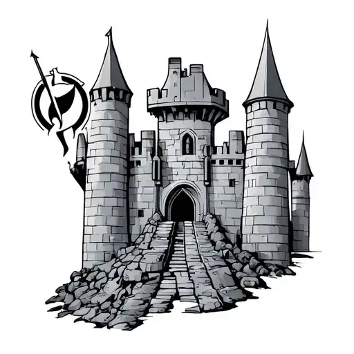 engineer castle with army logo incorporated tattoo design idea