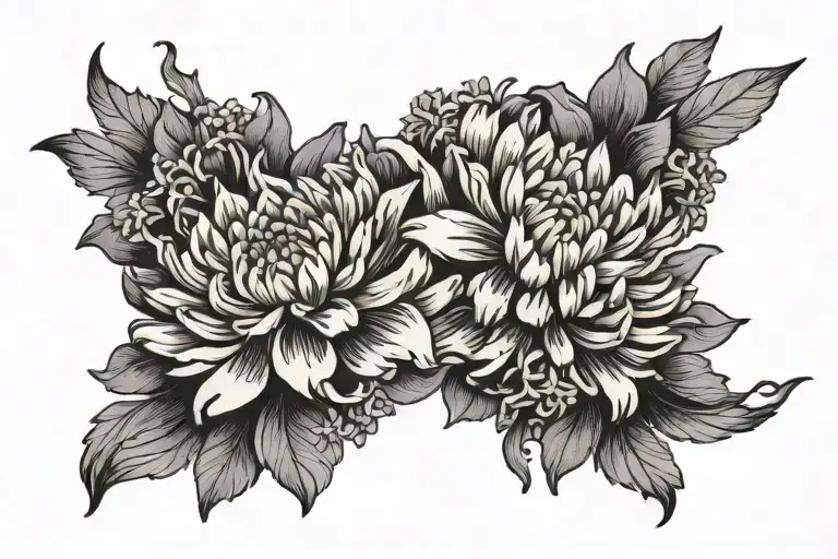 XXVI • IX • MMXXIV with purple chrysanthemums tattoo design idea