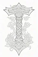 Viking knotwork tribal inspired thor's  hammer tattoo design idea