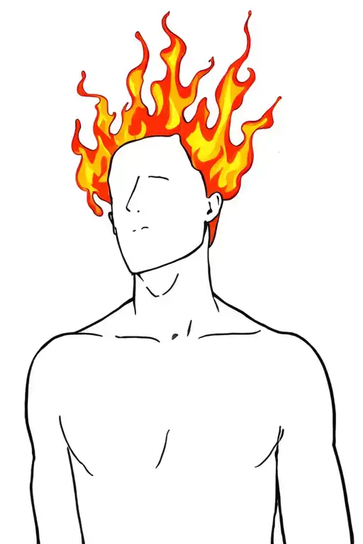 "Don't burn yourself" silhouette of a man, full body.  I'd like the upper body to be on fire, as if it's a match head.   tattoo design idea