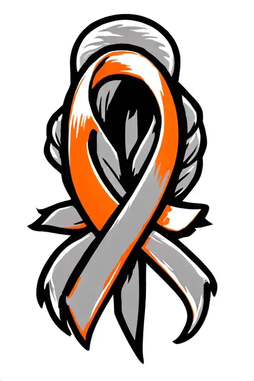 kidney cancer orange ribbon on a roman design representing strength tattoo design idea