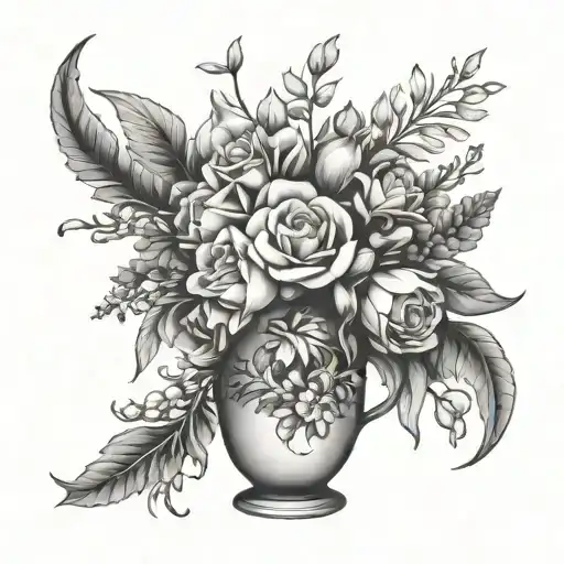 vase full of Flowers but broken tattoo design idea
