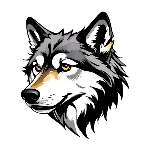 cross Lilly's wolf head surrounded tattoo design idea