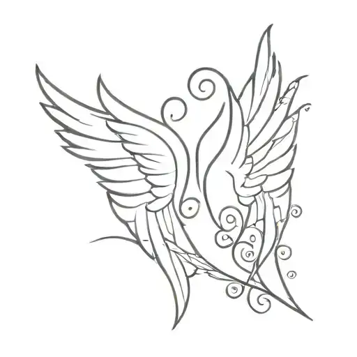 writing of "blessed" with a pair of angel wings tattoo design idea
