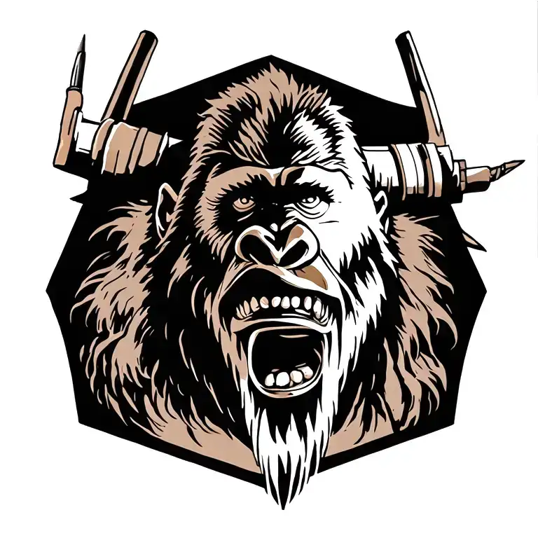 king kong hanging tattoo design idea