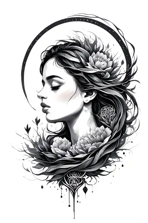 my life intertwined symbolism rising above struggles, mom of 5  entrepreneur, spiritual, activist, victorious, abstract  tattoo design idea