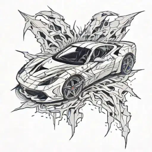 ferrari wrecked tattoo design idea