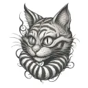 Cheshire Cat Location: Forearm: The cat's face is located at the top of the forearm, while the tail wraps around the wrist. tattoo design idea
