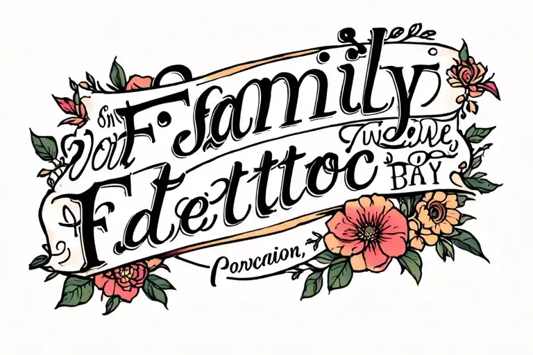 family quote written tattoo design idea