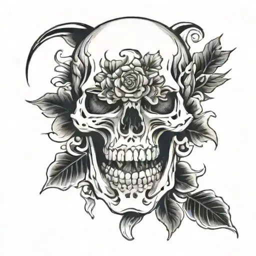 Japanese style skull tattoo design idea