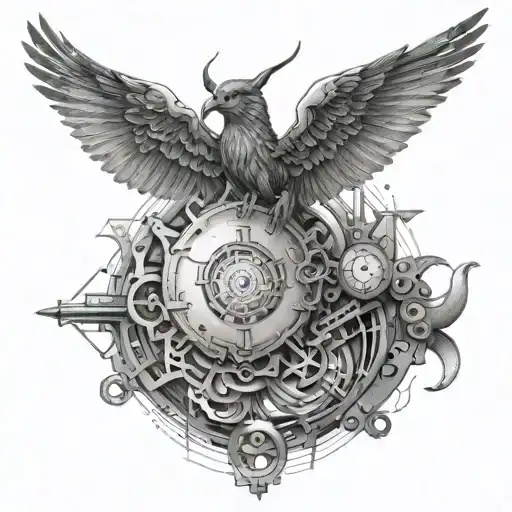 An intricate tattoo design inspired by the client's occupation, incorporating elements of technology and innovation tattoo design idea