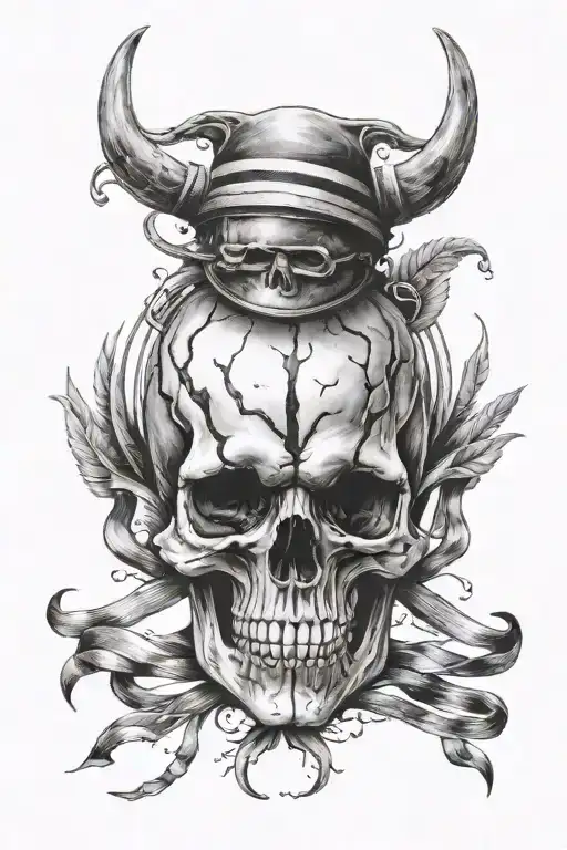 skull and 2 stripes and brave tattoo design idea