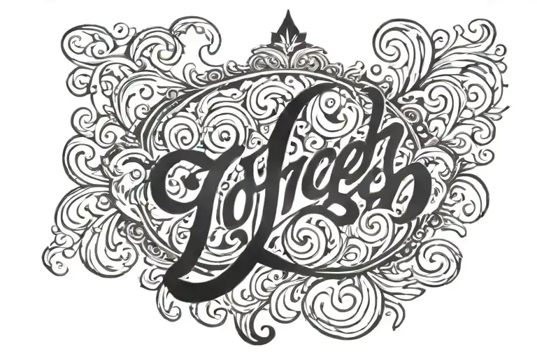 the word Lofgren in fancy script lettering tattoo design idea