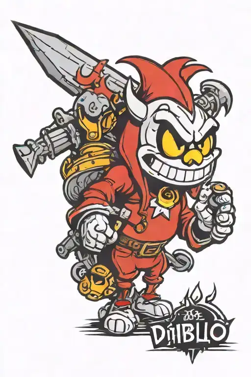 diablo de cuphead game style tattoo tattoo design idea