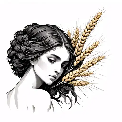 Virgo maiden wheat tattoo design idea