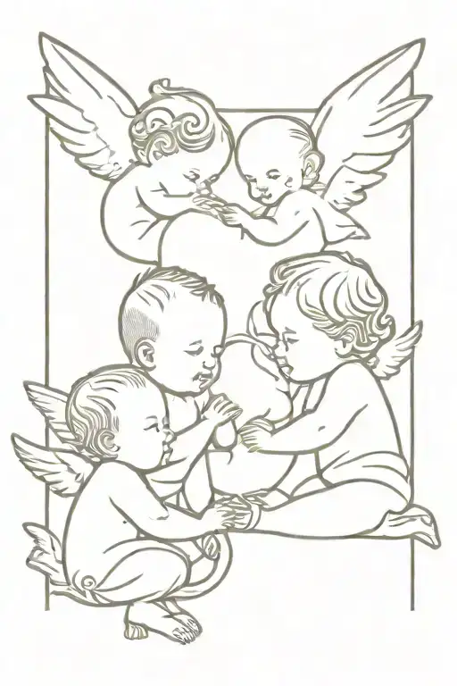 3 baby Angeles together symbolizing tattoo design idea