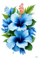 blue hibiscus flowers tattoo design idea