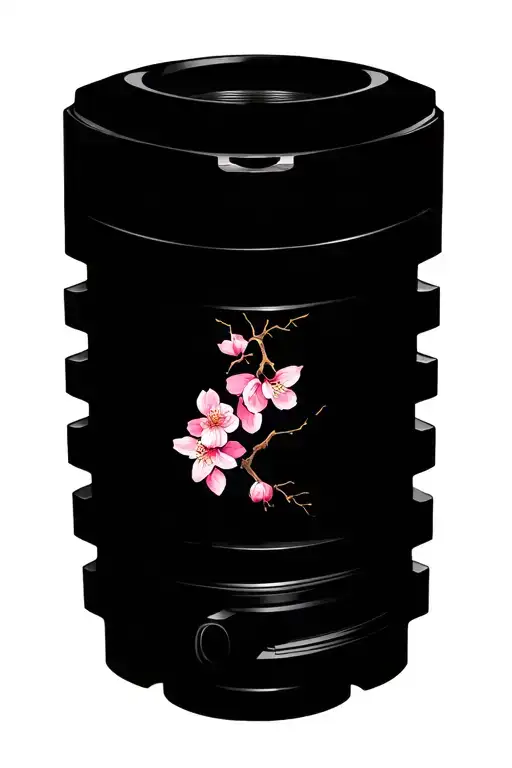 turbo, gears, pistons, cherry blossom branch tattoo design idea