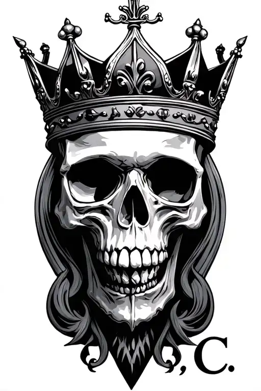 "J C" Kings Crown aries skull tattoo design idea