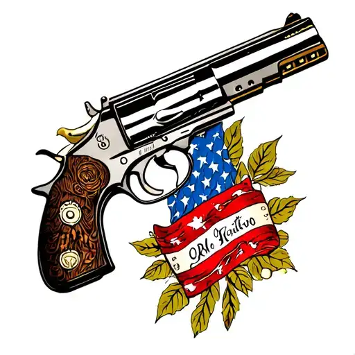 harmonica and gun intertwined tattoo design idea