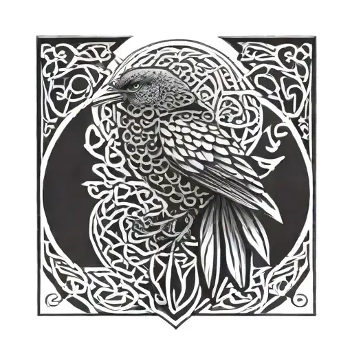 Coverup celtic bird tattoo design idea