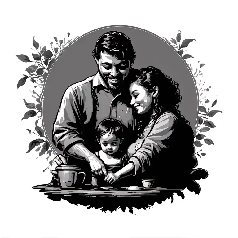 Time Family Hardworking Father tattoo design idea