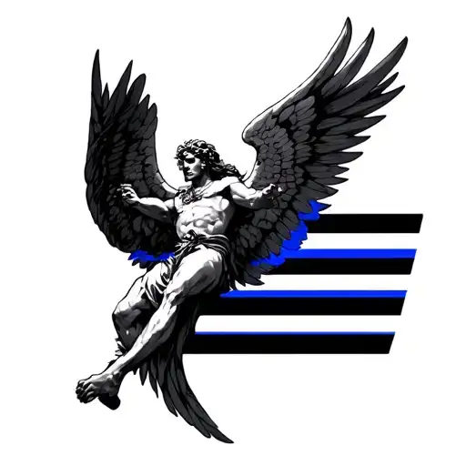 thin blue line St. Michael tattoo design idea