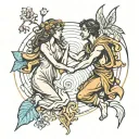 orpheus and eurydice reaching out to each other tattoo design idea