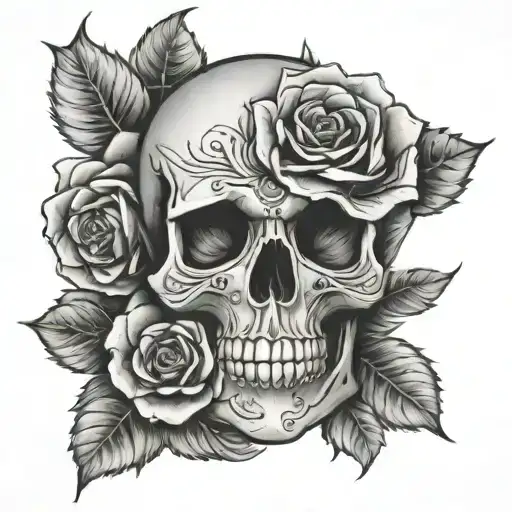mandala skull rose tattoo design idea