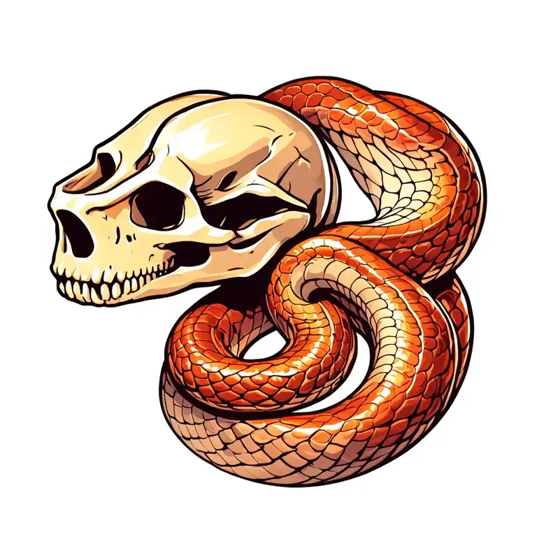 Copperhead Snake with skull tattoo design idea
