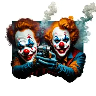Clowns with smoke gun tattoo design idea