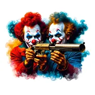 Clowns with smoke gun tattoo design idea