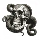 skull and snake  tattoo design idea