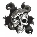skull and snake  tattoo design idea
